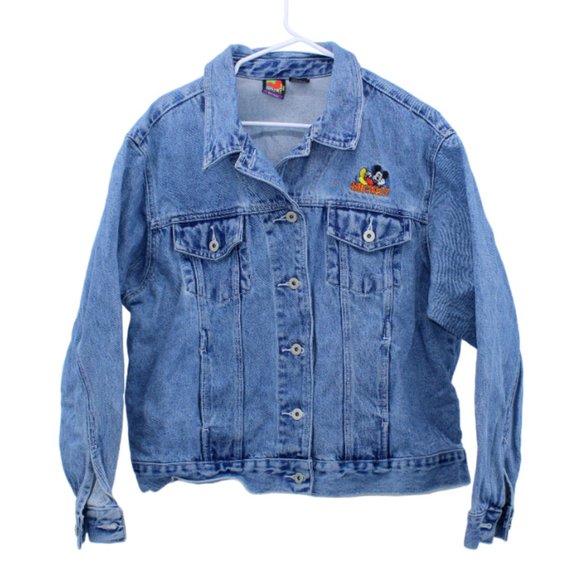 90's Mickey Mouse Denim Jacket Size 2X - Picture 2 of 9